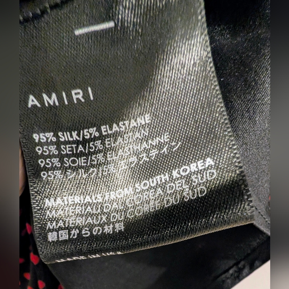 AMIRI Black With Red Polka Dots Asymmetrical Low Back Silk Dress - Picture 8 of 8